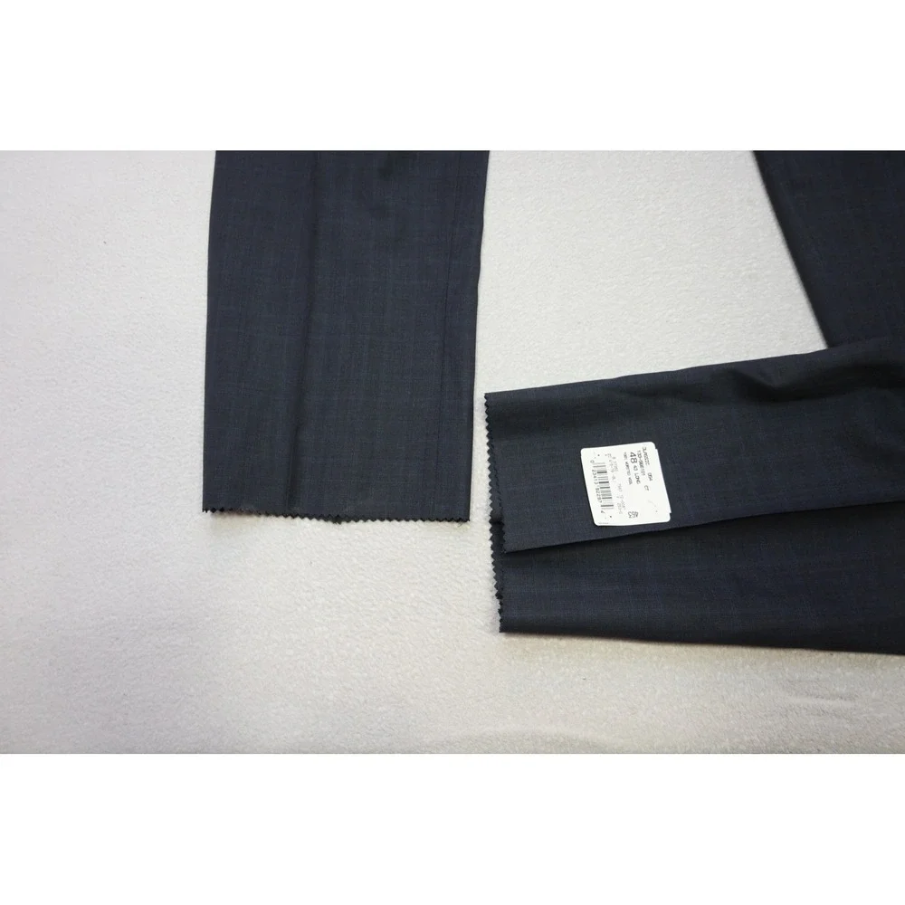 Hart Schaffner Marx Suit Mens 48L 42W Blue Worsted Wool Plaid 2pc Classic New